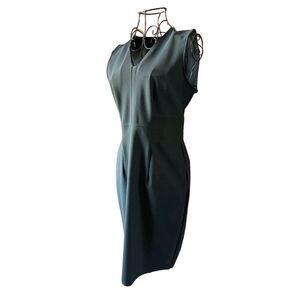 Ann Taylor Petite Sheath Dress Navy Blue Sleeveless V-Neck Size 8P